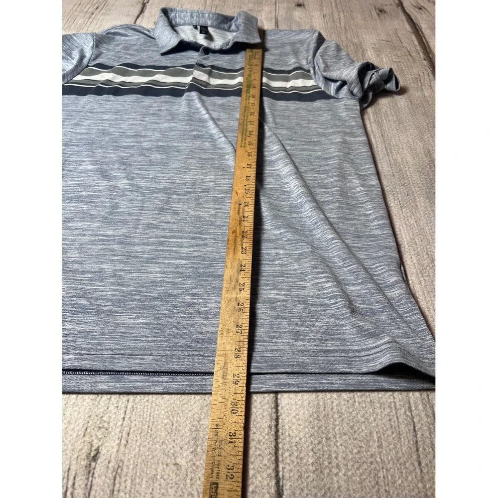 Adidas Mens Golf Polo Shirt XL Blue Heathered Striped Performance‎ Short Sleeve